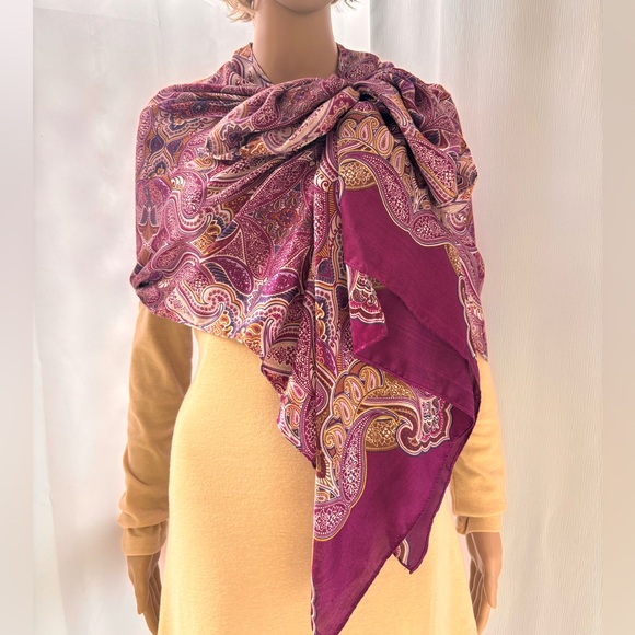 Echo Plum Paisley Wrap Scarf - Picture 1 of 10
